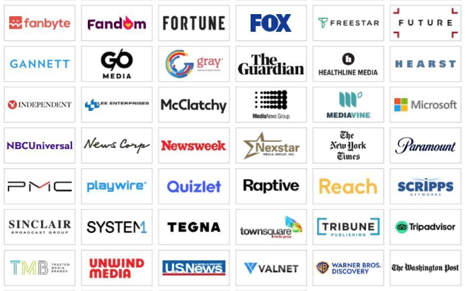 Grid of logos on Jounce Media publishing list